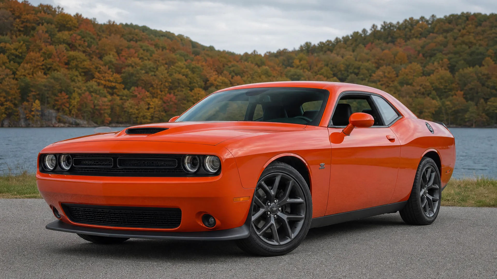 A Dodge Challenger parked outdoors.
