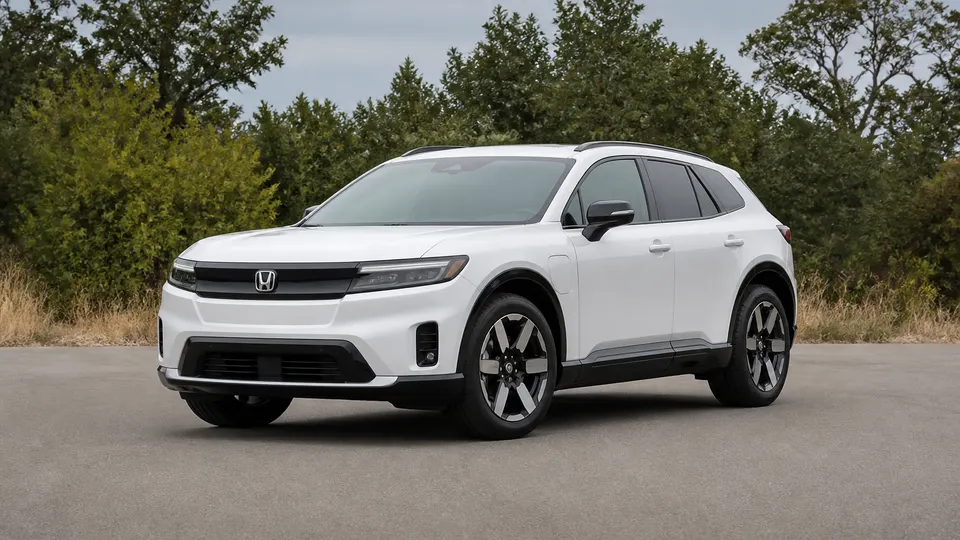 A Honda Prologue electric SUV, three-quarter front view, parked outdoors.