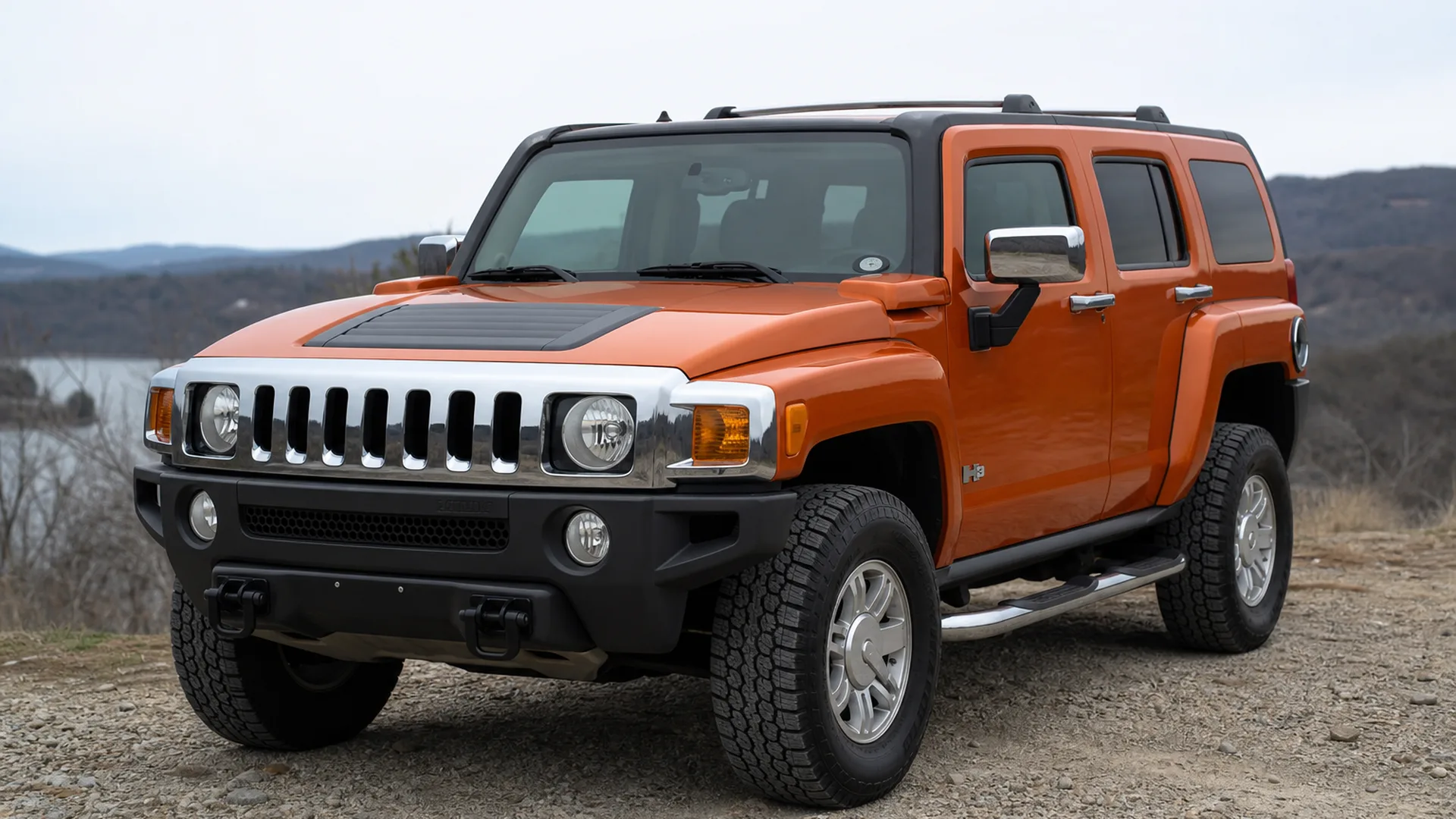 A Hummer H3 parked outdoors.