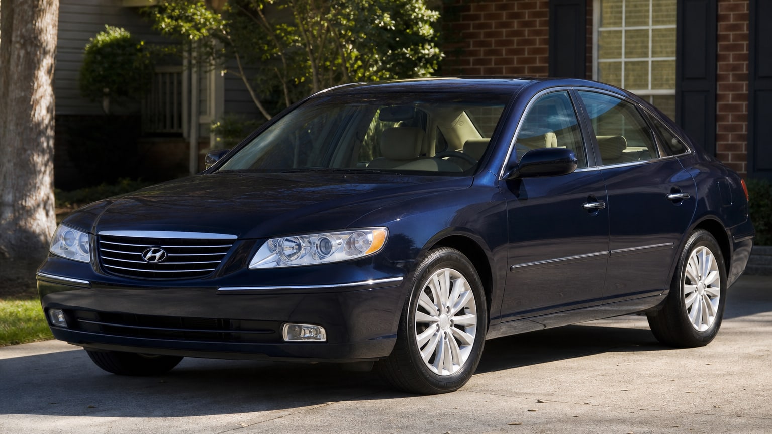 A champagne 2006 Hyundai Azera sedan parked in a suburban driveway.