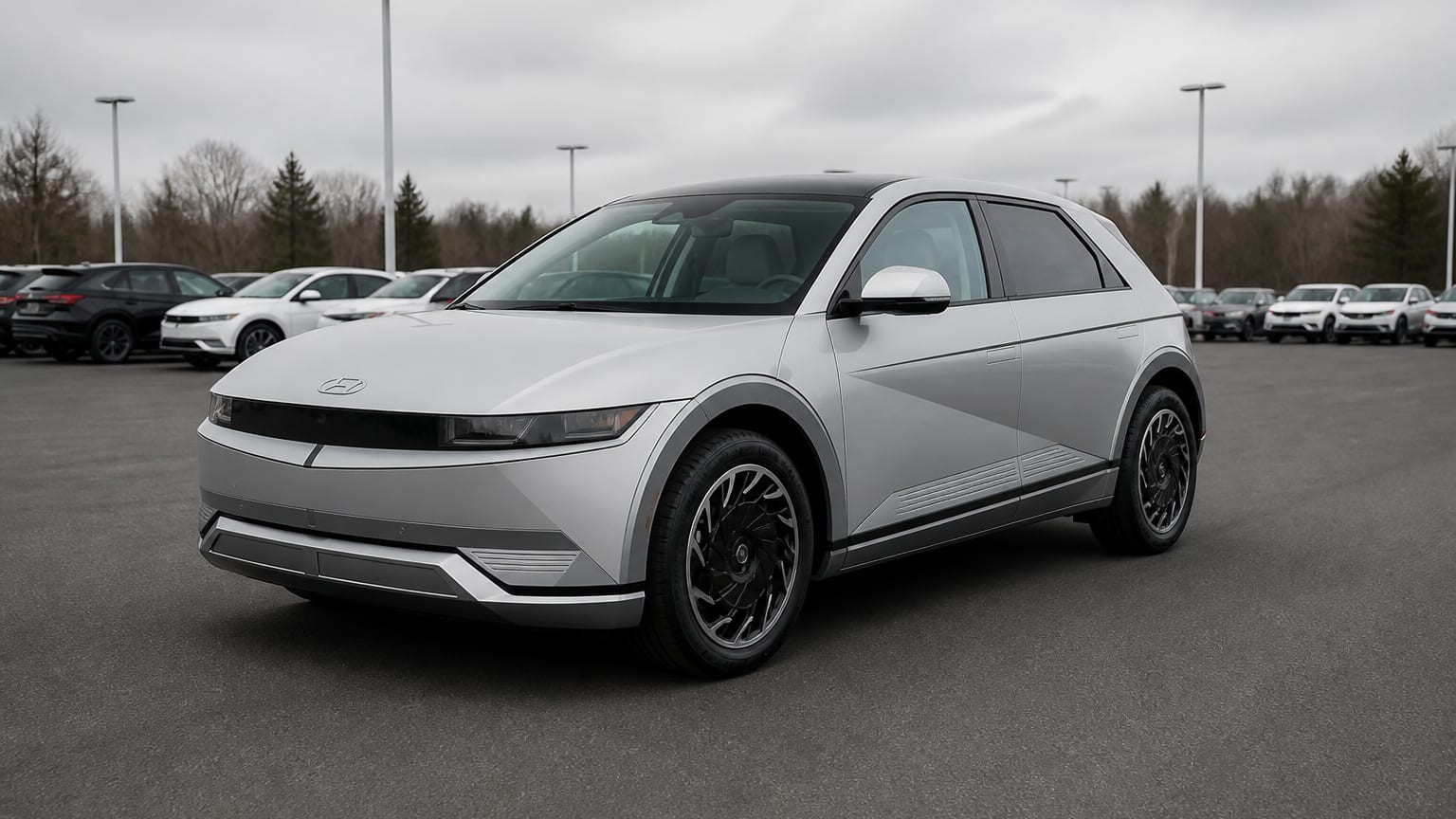 A higher-risk Hyundai Ioniq 5 model year parked in a dealership lot.