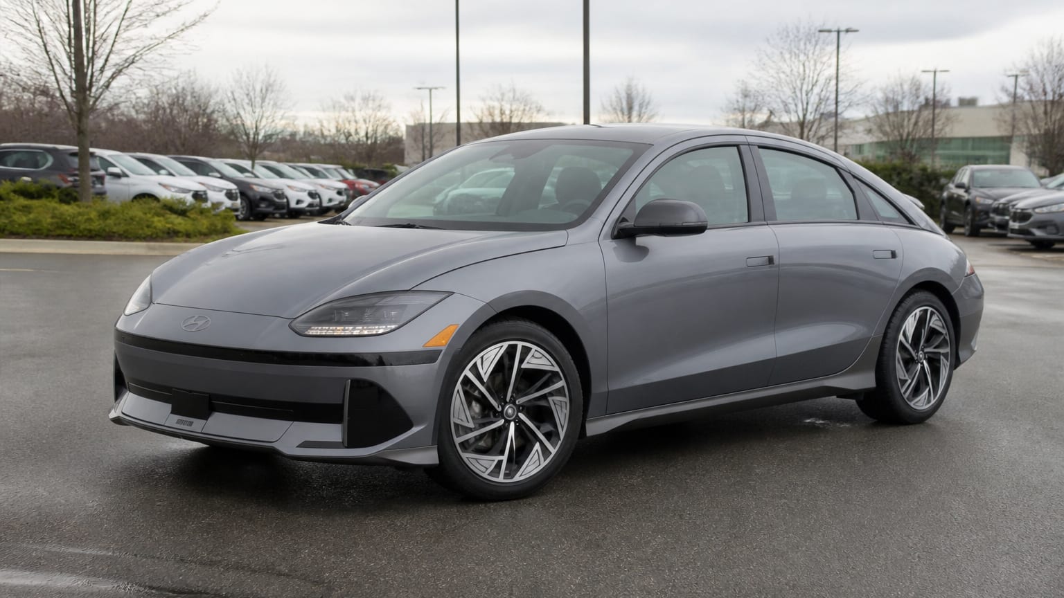 A higher-risk Hyundai Ioniq 6 model year parked in a dealership lot.
