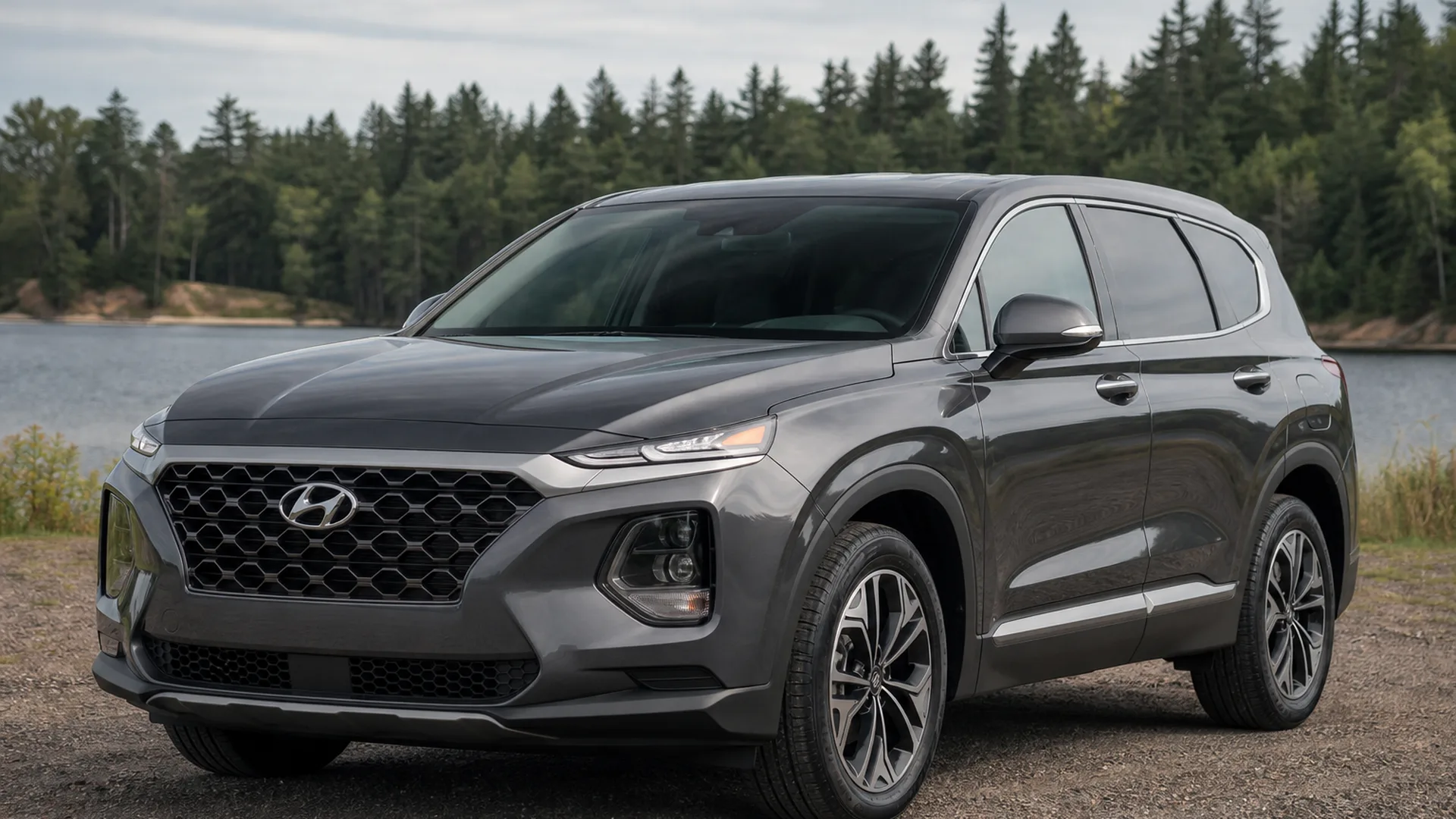 A Hyundai Santa Fe parked outdoors.