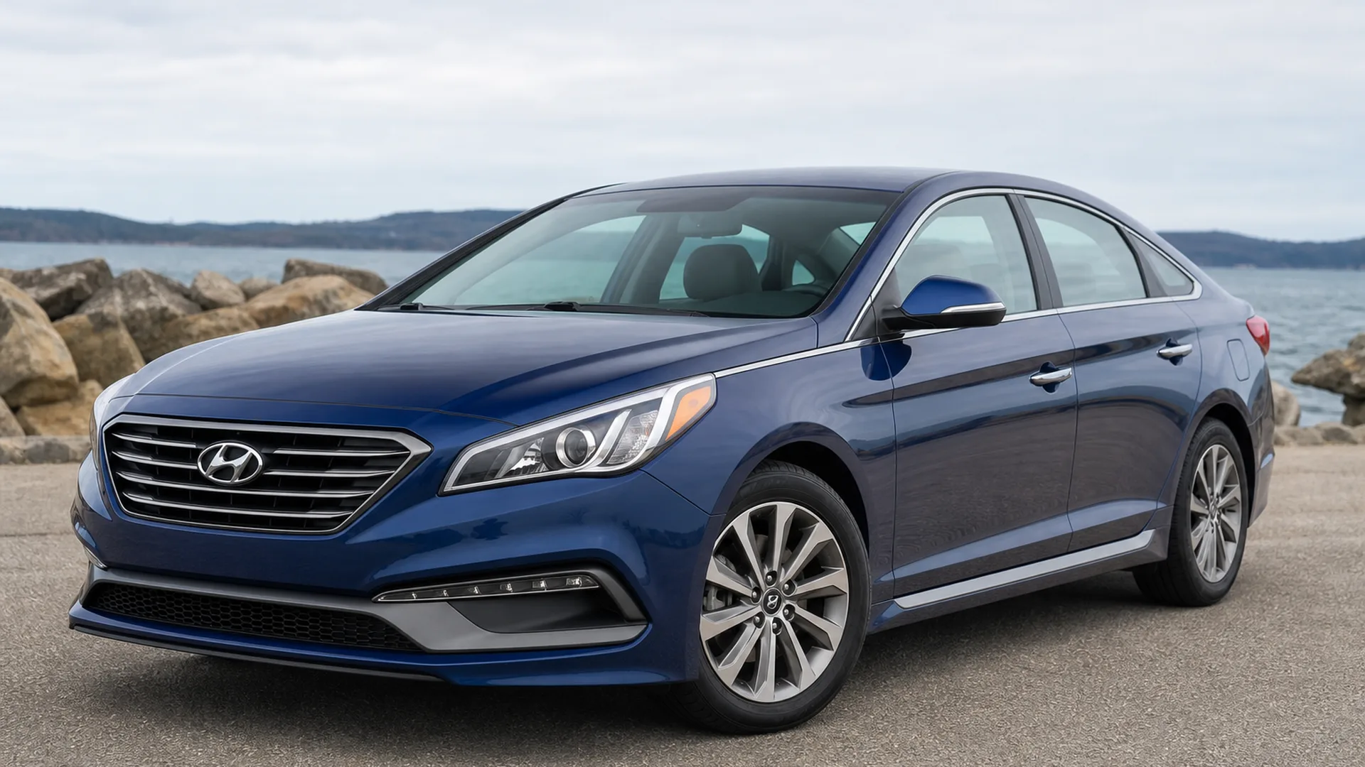 A Hyundai Sonata parked outdoors.