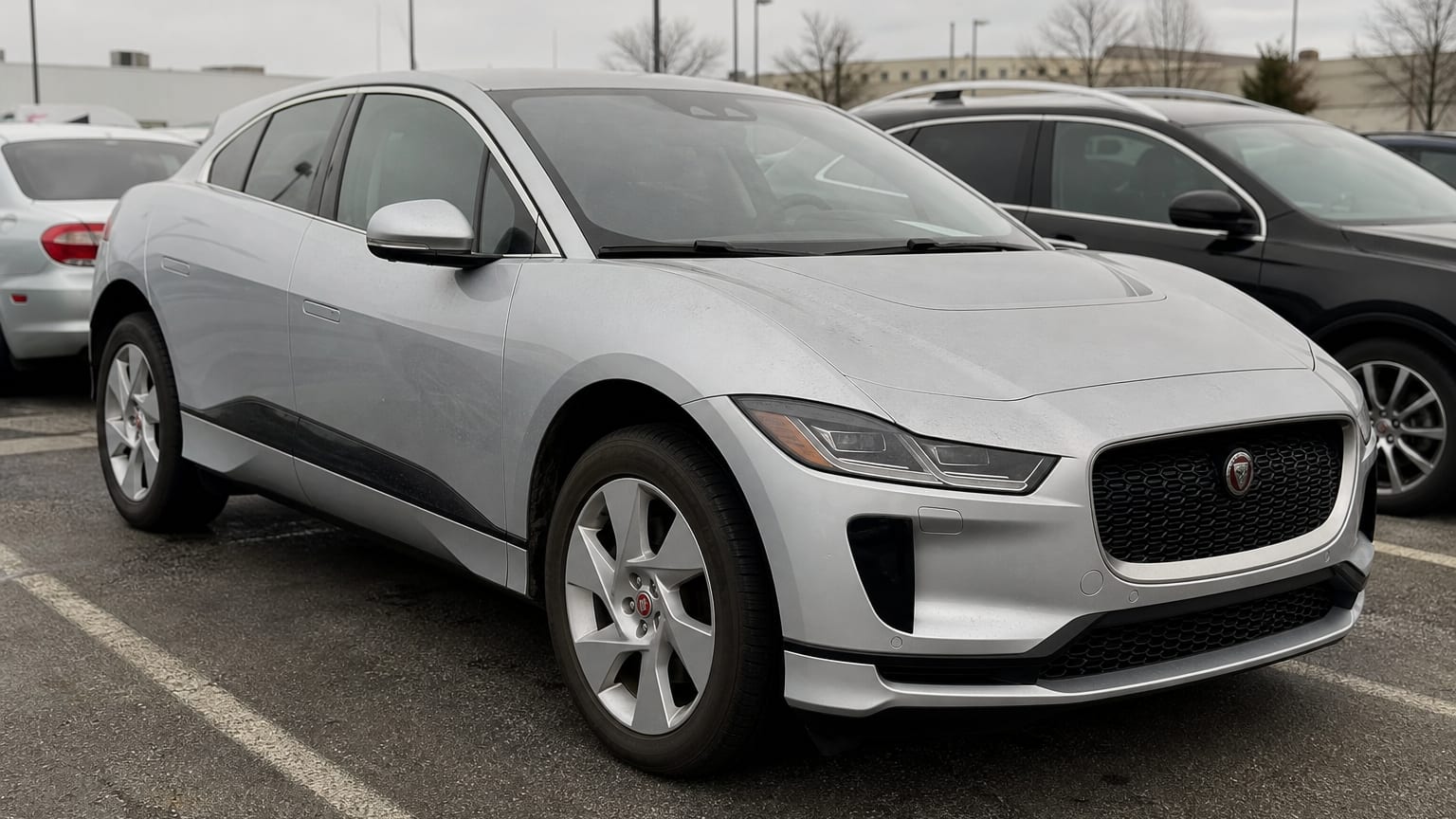 A higher-risk Jaguar I-Pace model year parked in a dealership lot.