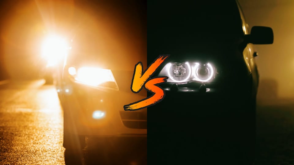 a close up of the headlights of a car.|a close up of a bmw car in a showroom.|a hand is holding a light bulb in front of a red car.