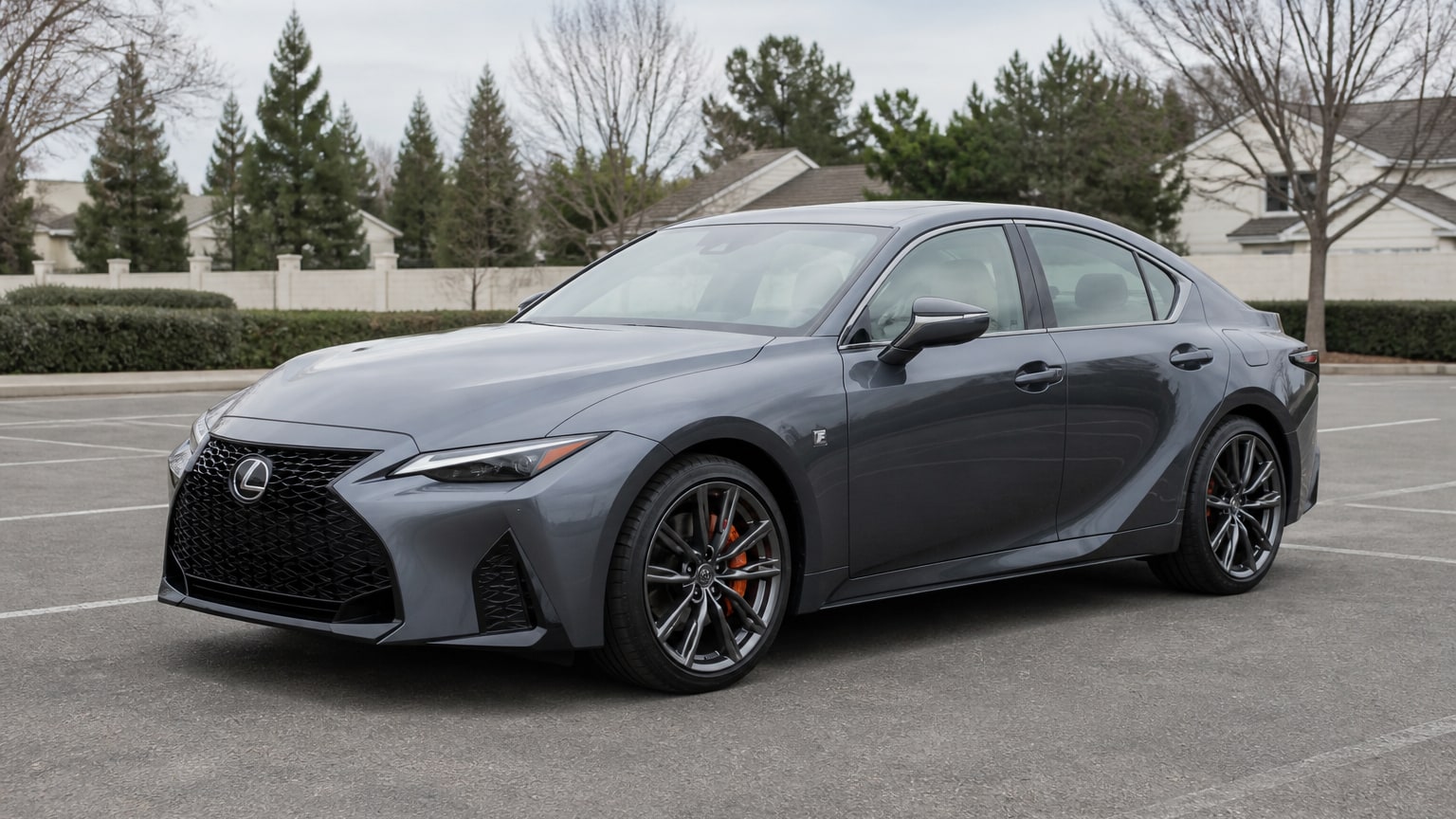 A Lexus IS 500 parked outdoors, three-quarter front view.
