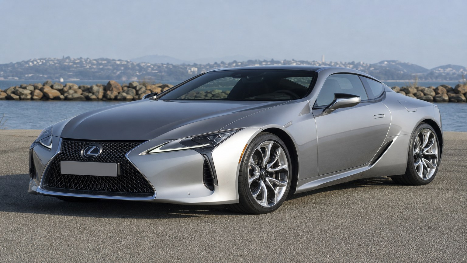 A cleaner later-model Lexus LC on a quiet road.