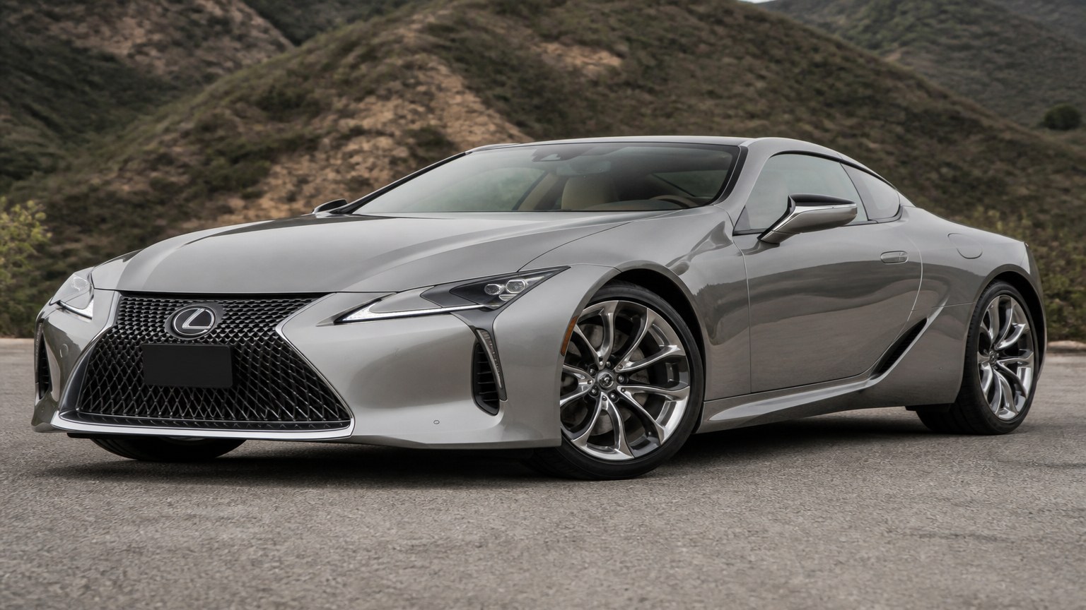 A Lexus LC parked outdoors, three-quarter front view.