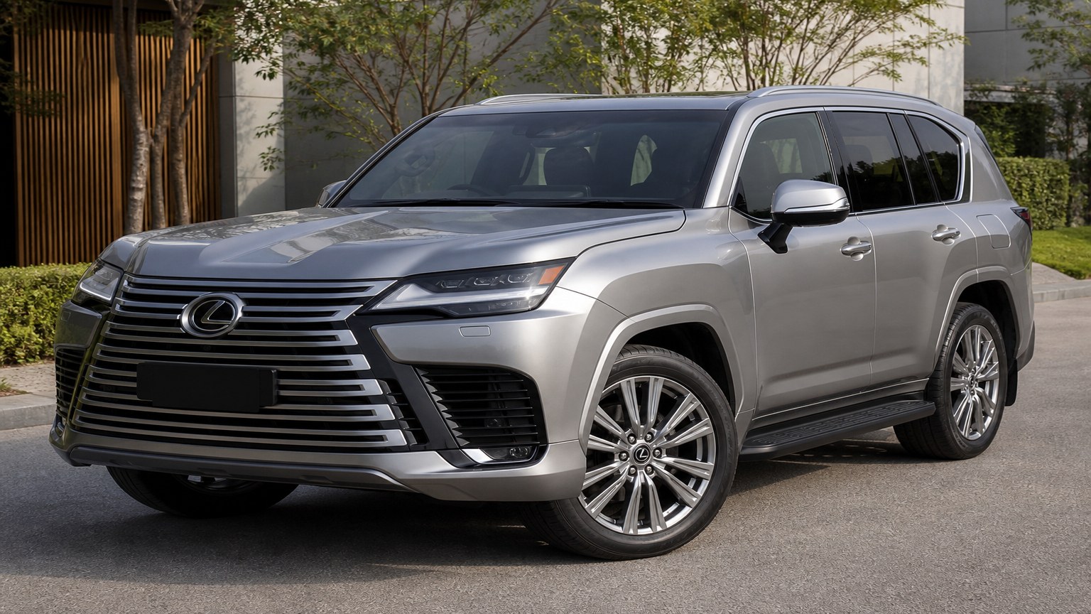A cleaner later-model Lexus LX on a quiet road.