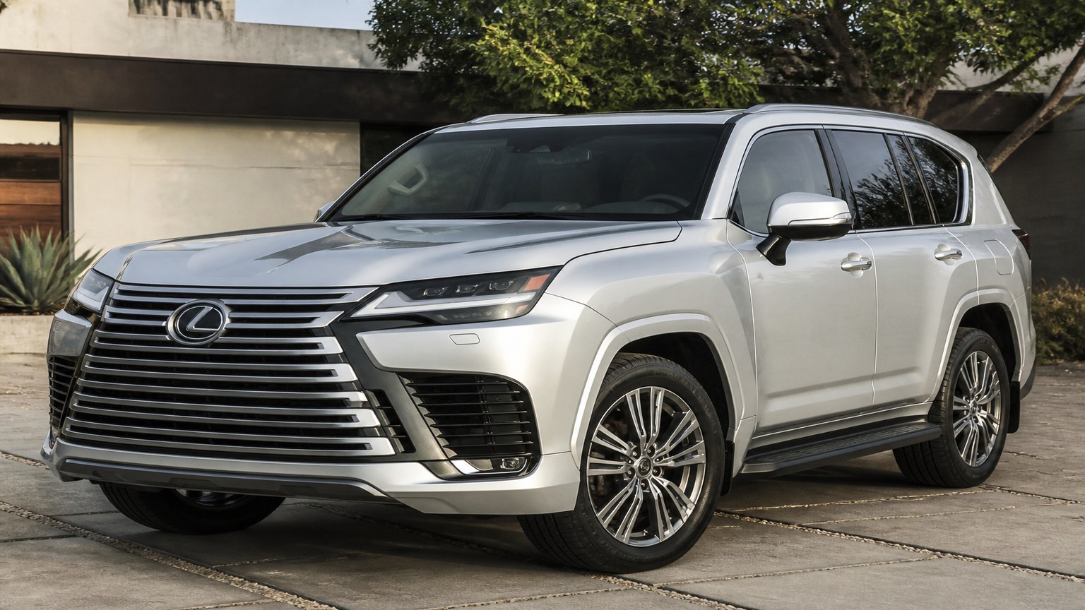 A Lexus LX parked outdoors, three-quarter front view.