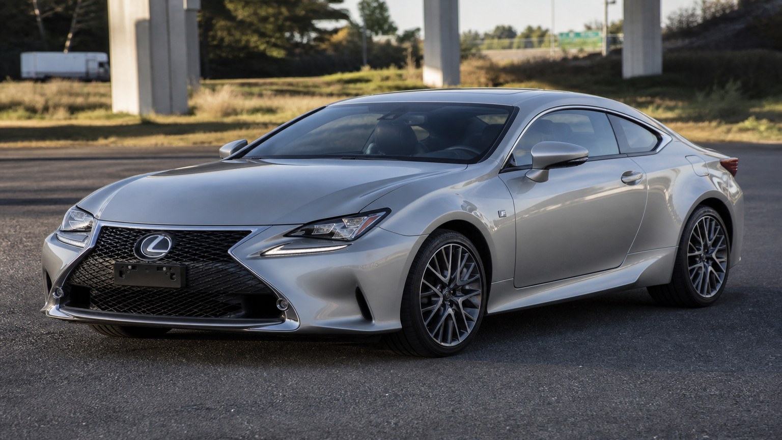 A Lexus RC parked outdoors, three-quarter front view.