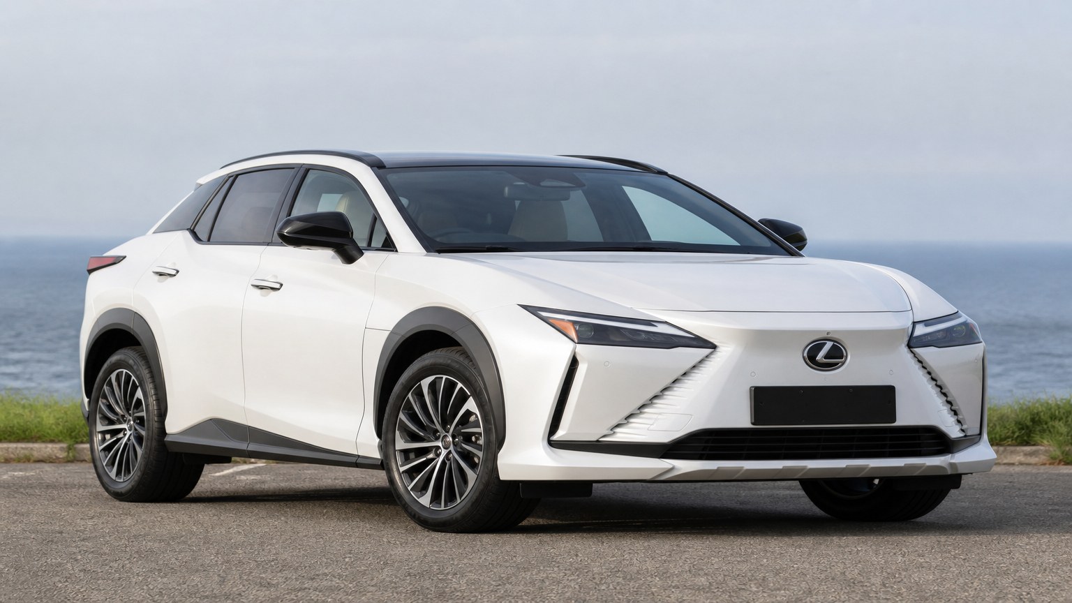 A higher-risk Lexus RZ model year parked in a dealership lot.