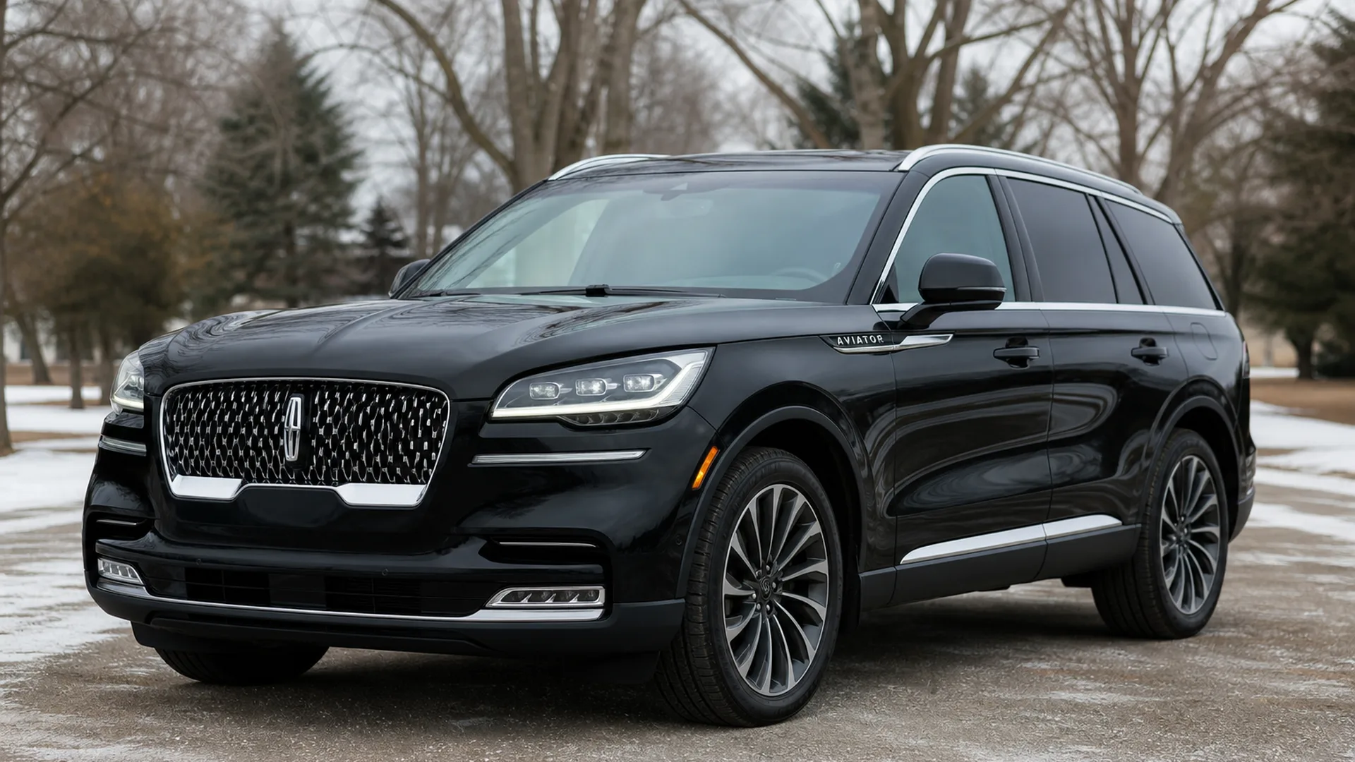 A Lincoln Aviator parked outdoors.