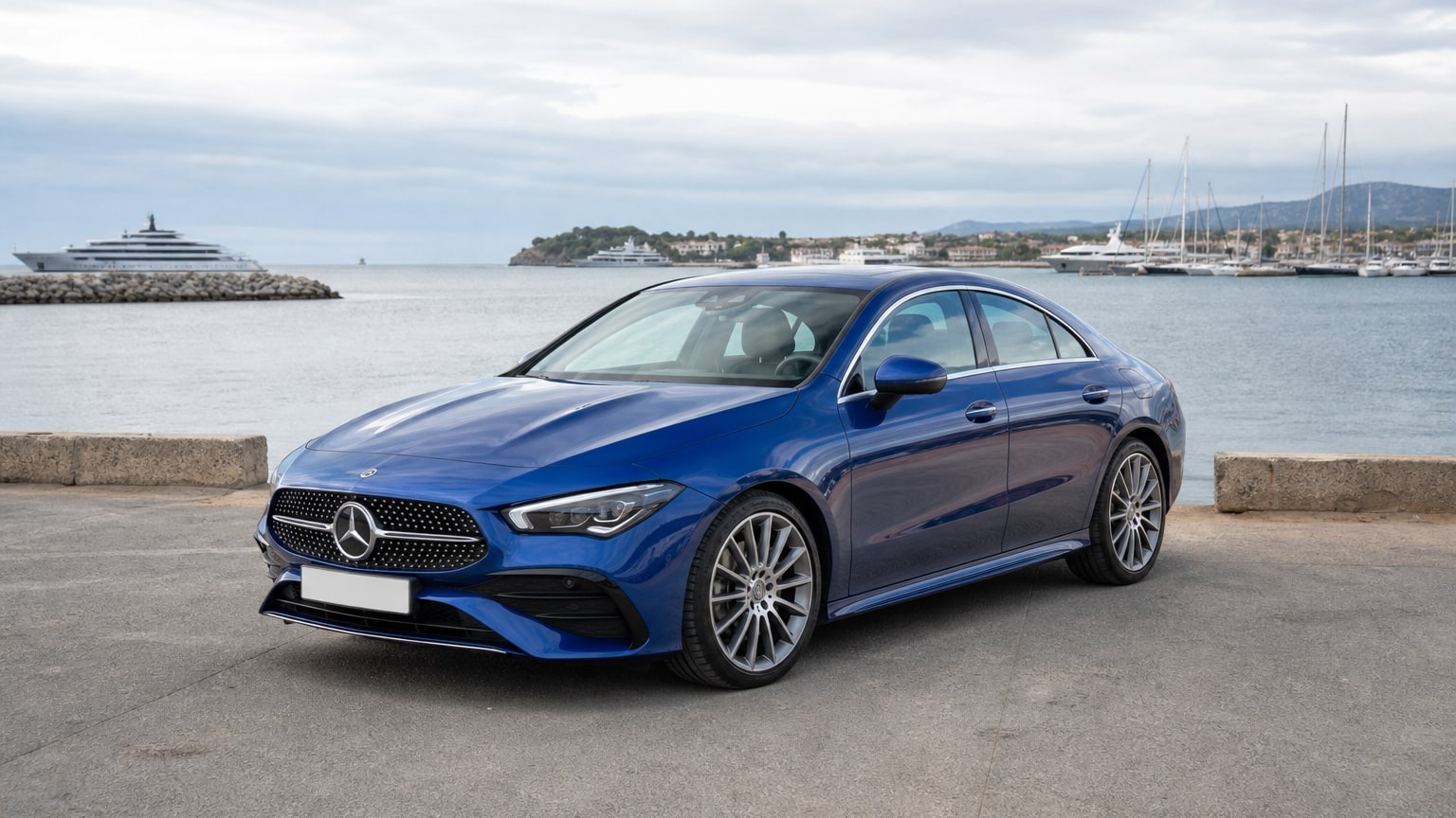A Mercedes-Benz CLA parked outdoors, three-quarter front view.