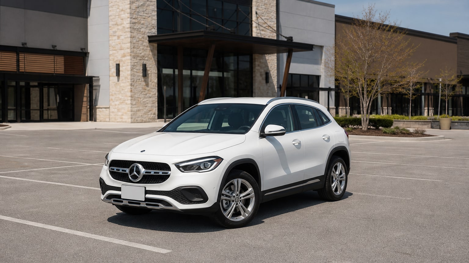 A Mercedes-Benz GLA parked outdoors, three-quarter front view.