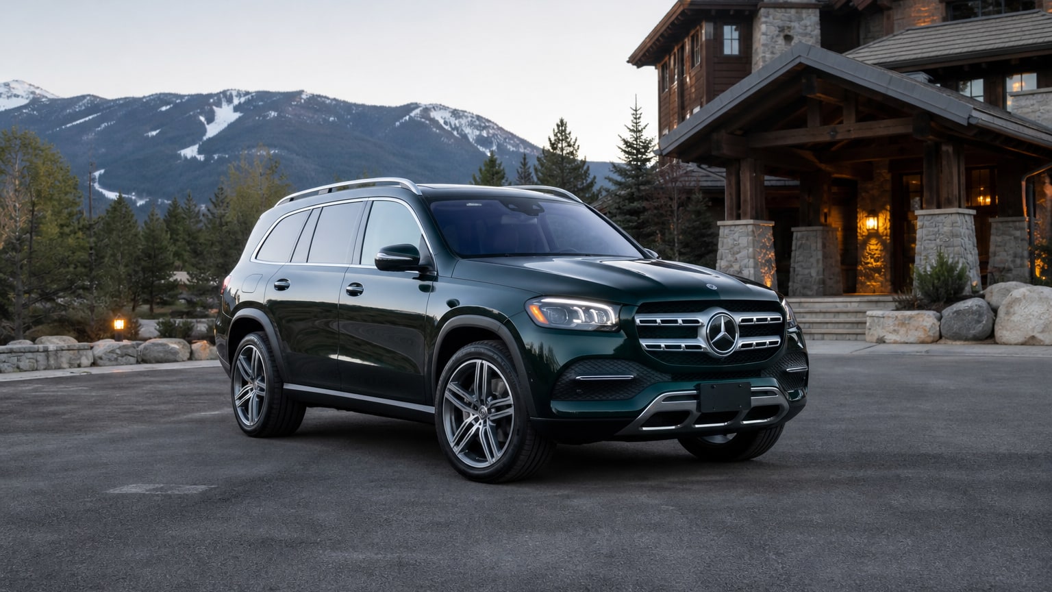 A Mercedes-Benz GLS parked outdoors, three-quarter front view.
