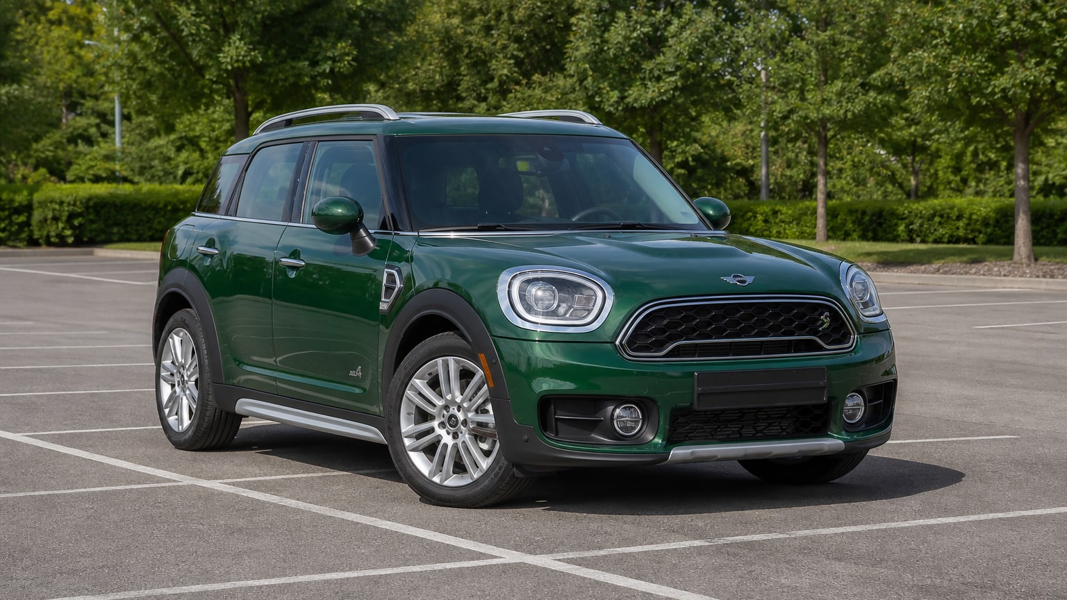 A Mini Countryman parked outdoors, three-quarter front view.