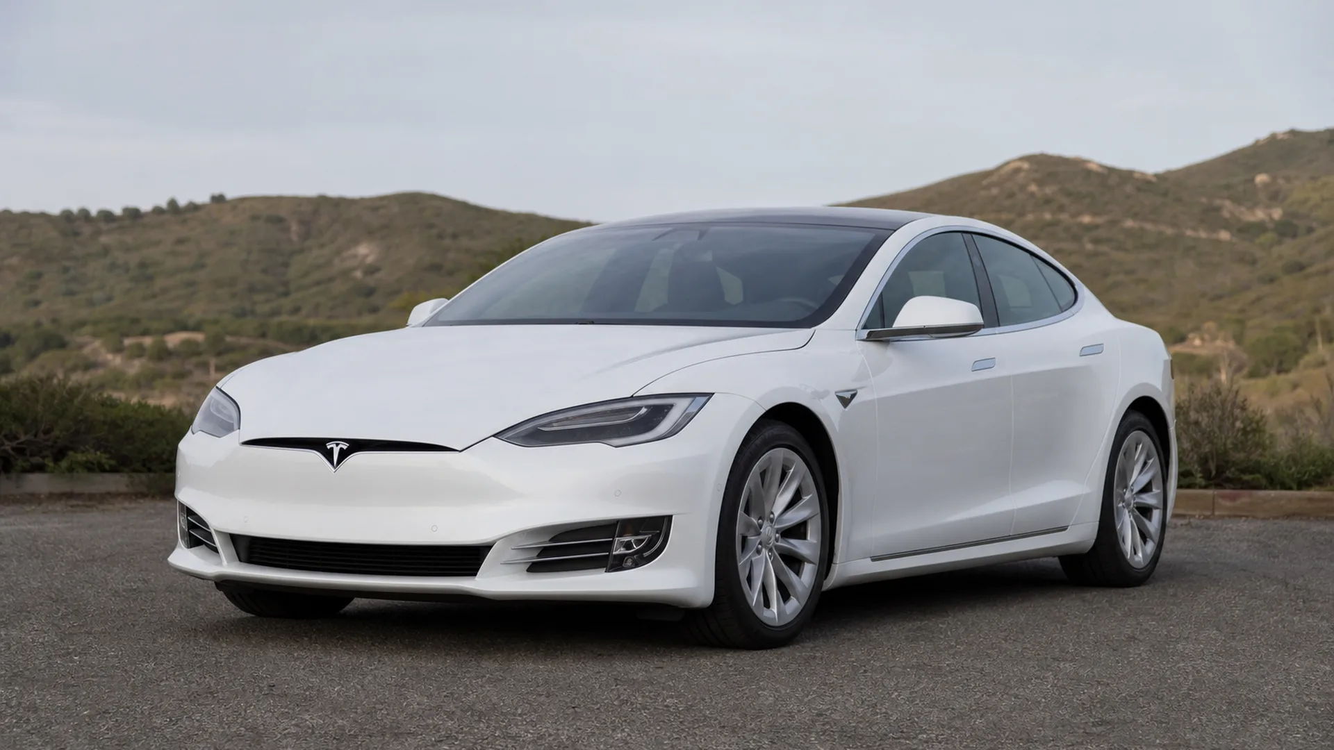 A Tesla Model S parked outdoors.