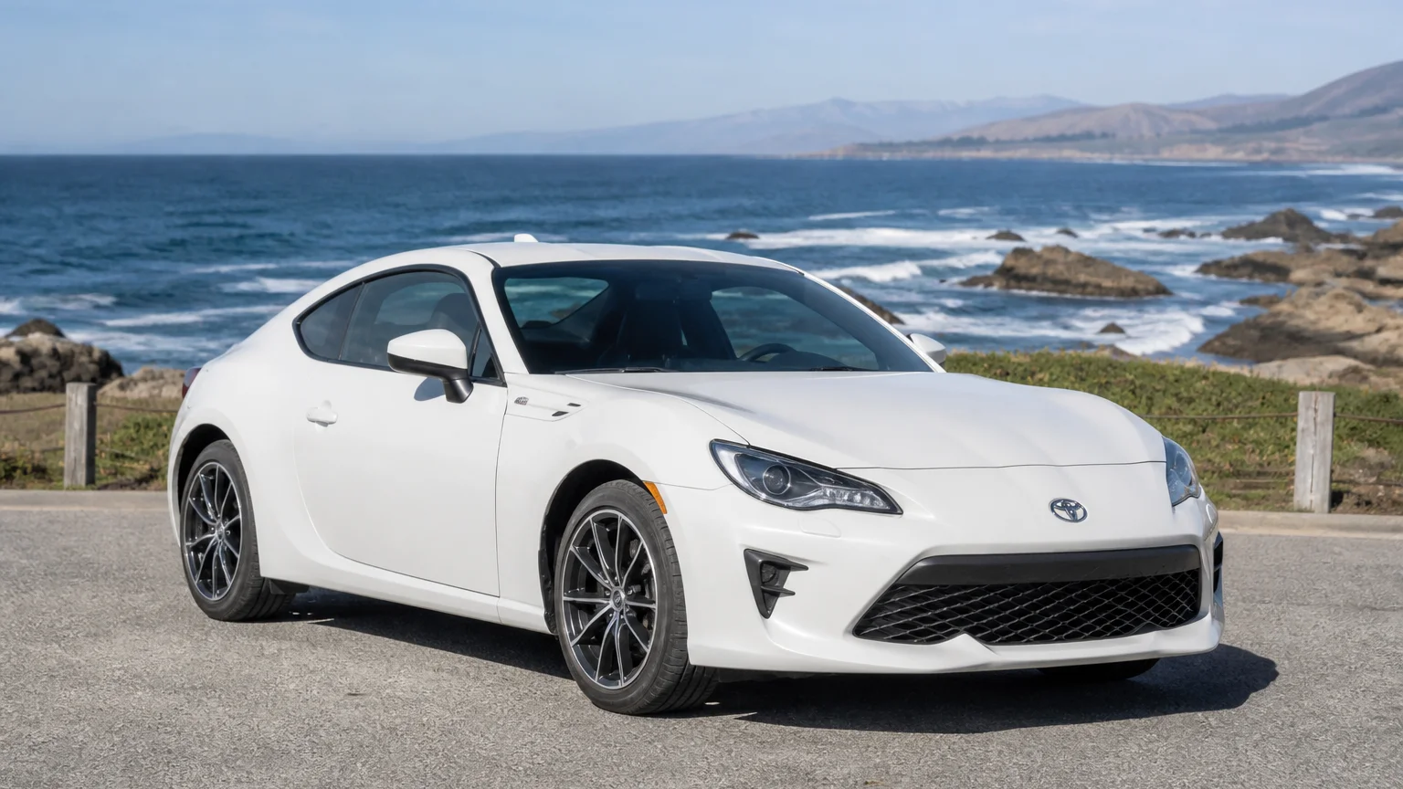 A Toyota 86, three-quarter front view, parked outdoors.