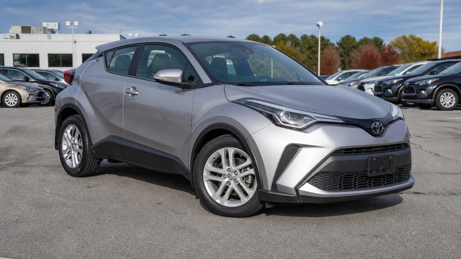 A higher-risk Toyota C-HR model year parked in a dealership lot.