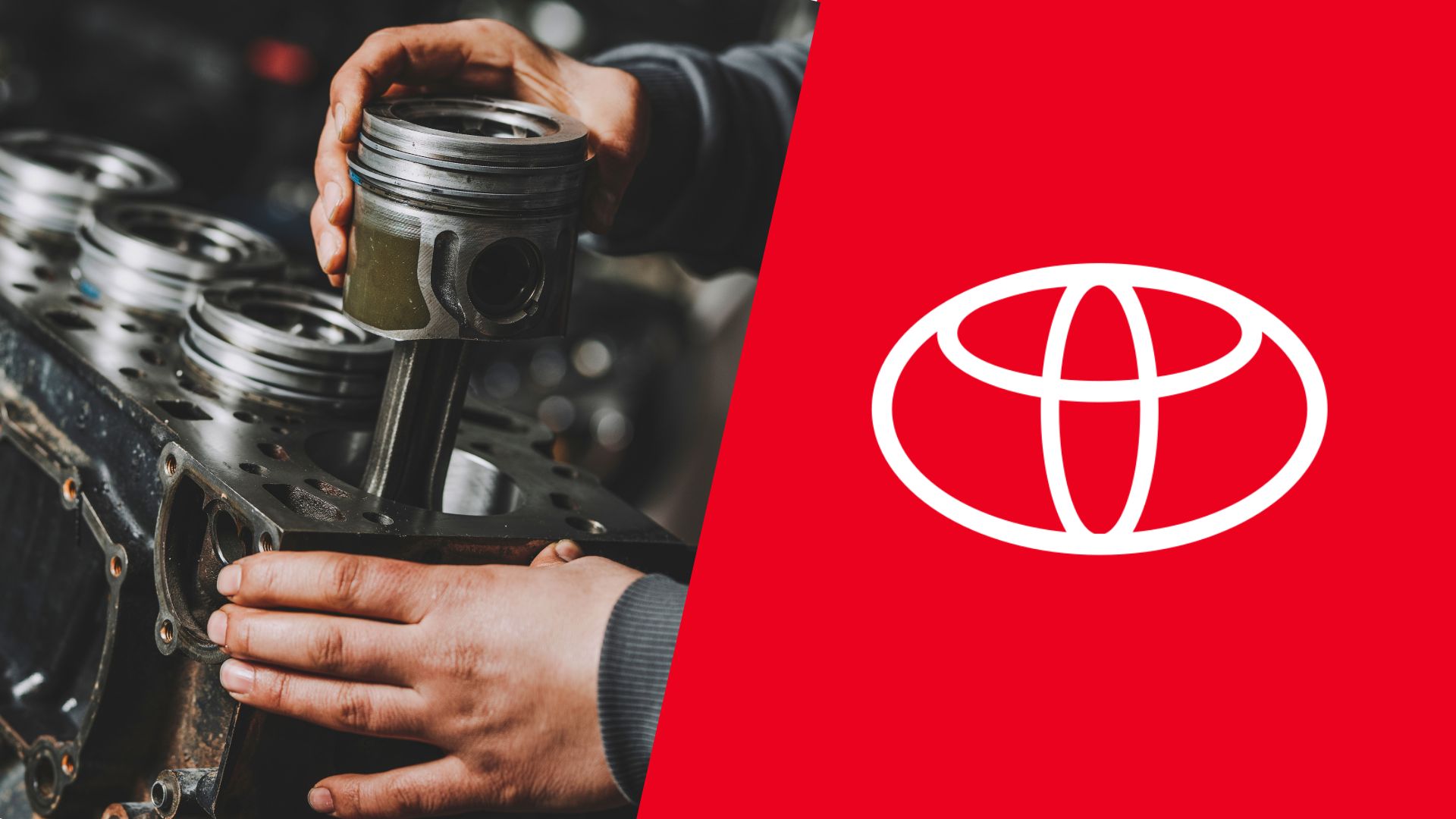 A man is working on a toyota engine.|A white tesla car with blue numbers on it.|A white car with blue numbers on the hood.|A white tesla sports car with four numbers on it.|A white tesla sports car with four numbers on it.