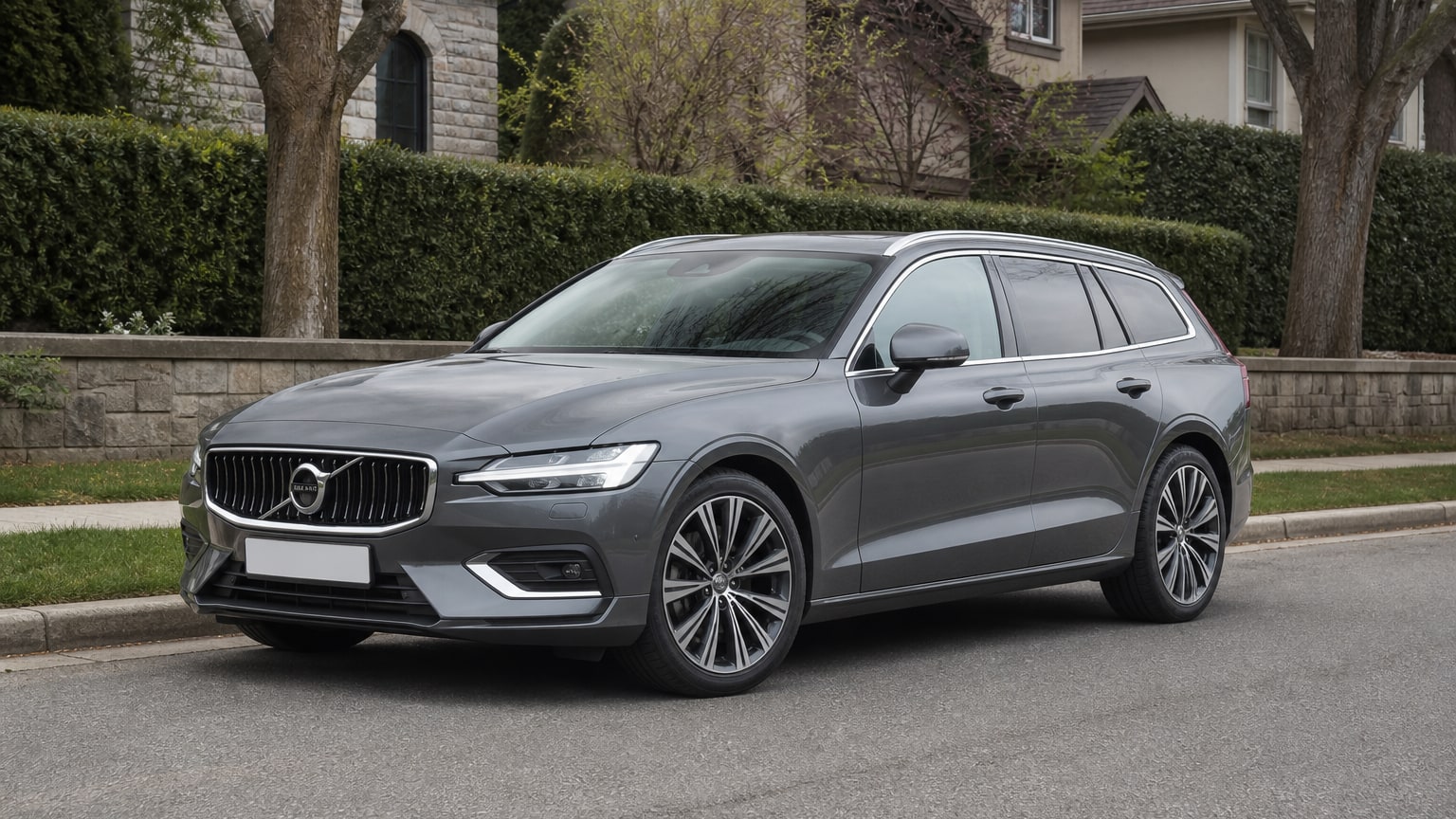 A Volvo V60 parked outdoors, three-quarter front view.