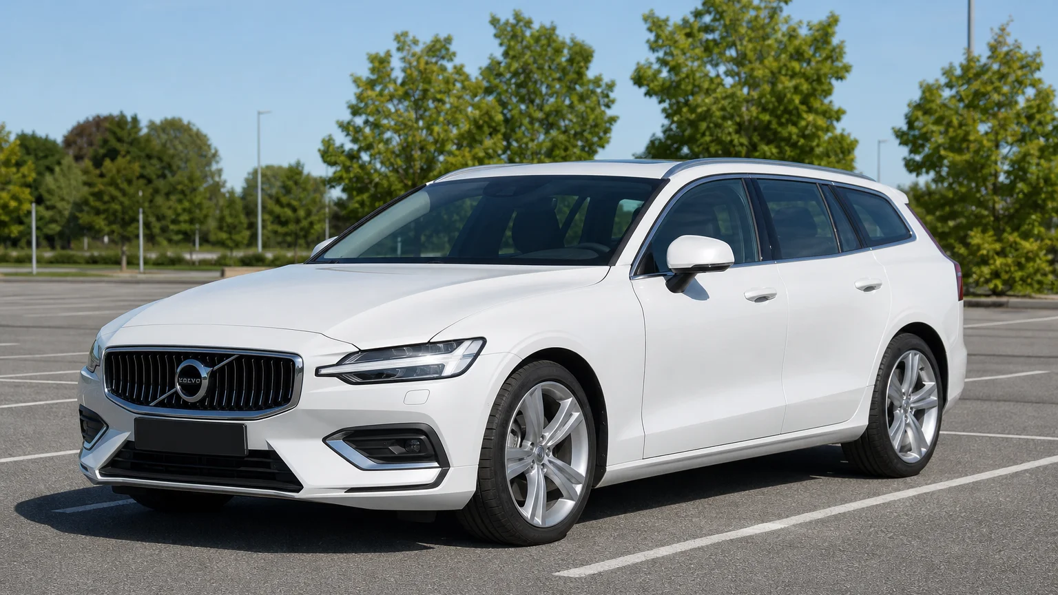 A Volvo V60, three-quarter front view, parked outdoors.