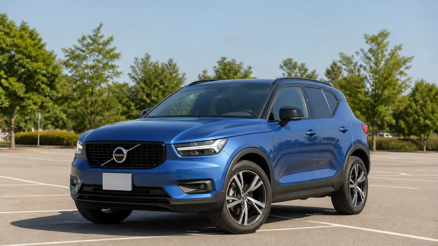 A Volvo XC40, three-quarter front view, parked outdoors.